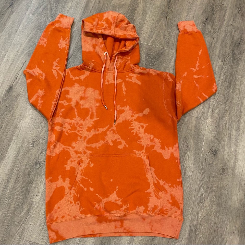 Burt orange reverse tie dyed hoodie